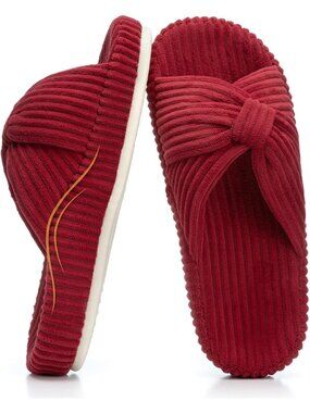 Women's Red Orthopaedic Arch Support Slippers Memory Foam House Casual